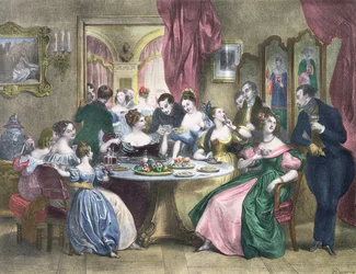 Teestunde in der französischen High Society, um 1840